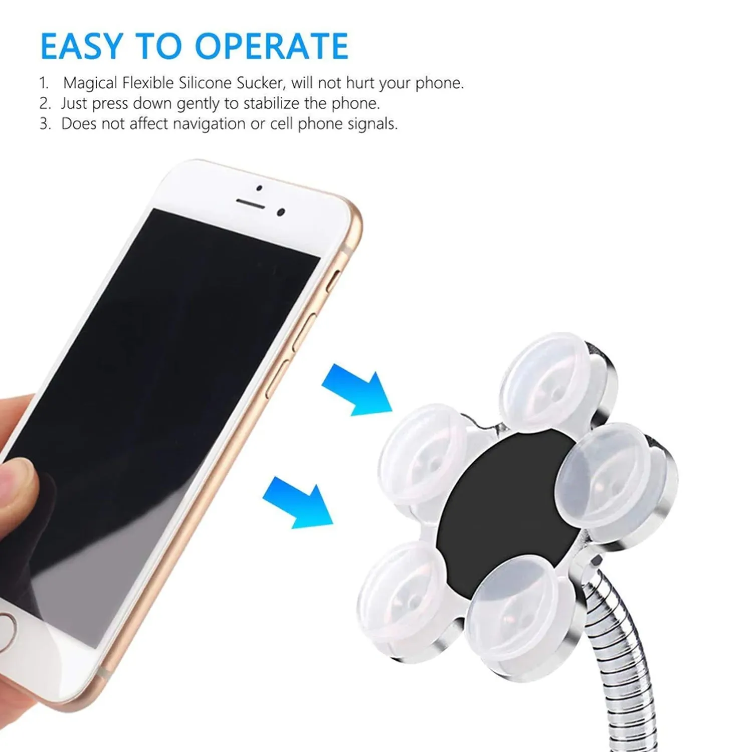 0637A Phone Holder, 360°Rotatable Phone Stand Multi-Function Double-Sided Suction Cup Mobile Phone Holder