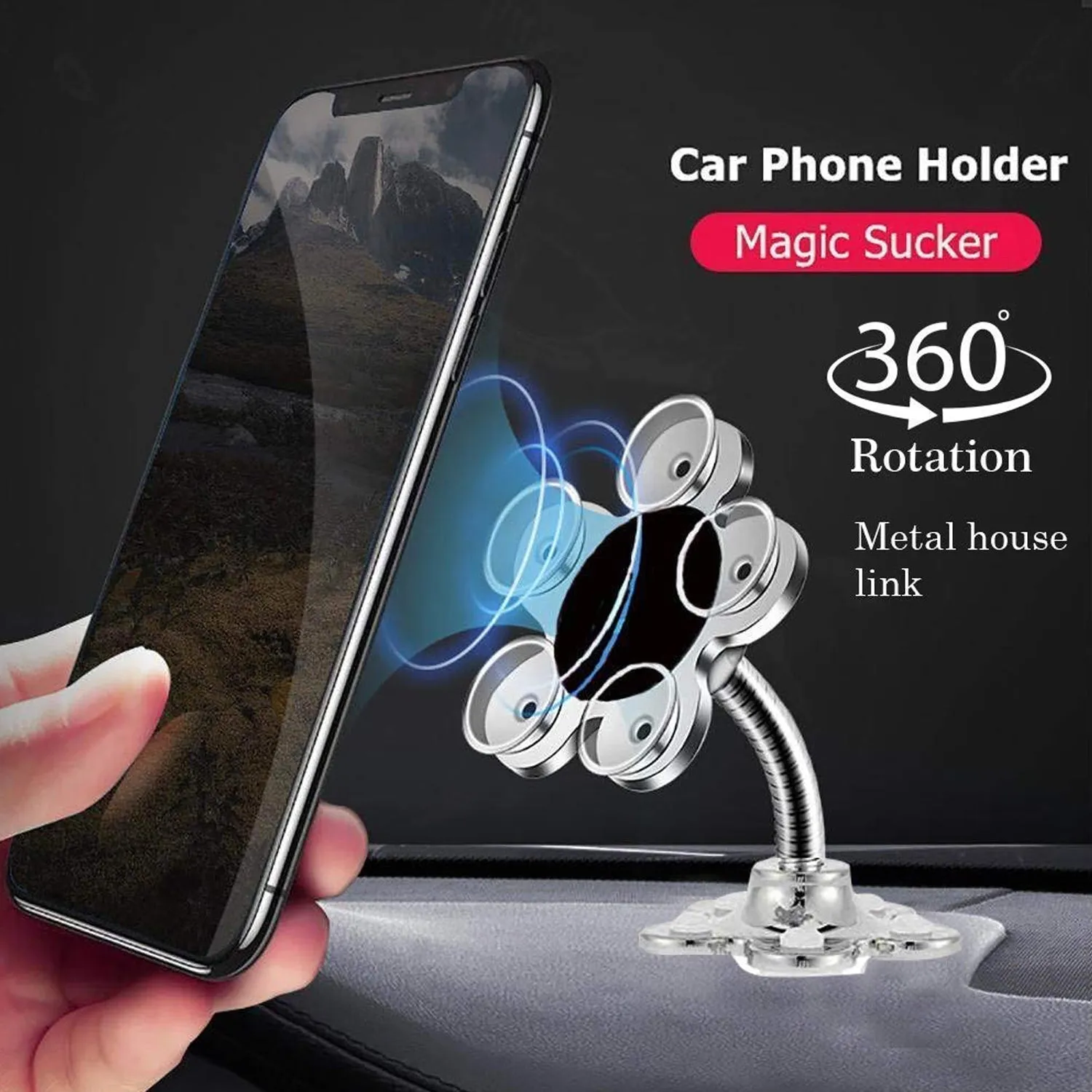 0637A Phone Holder, 360°Rotatable Phone Stand Multi-Function Double-Sided Suction Cup Mobile Phone Holder