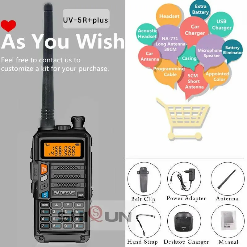 10W Walkie Talkie Long Range Baofeng UV-5R Plus Radio for Hunting 10 KM Upgrade of UV 5R UV-10R Ham Radio 10KM UHF/VHF Tri Bands