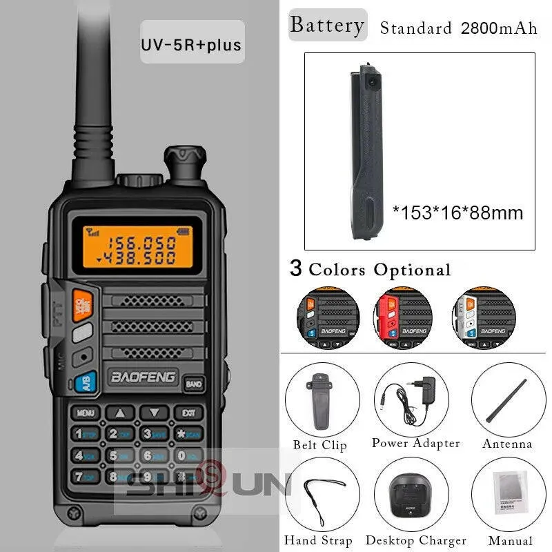 10W Walkie Talkie Long Range Baofeng UV-5R Plus Radio for Hunting 10 KM Upgrade of UV 5R UV-10R Ham Radio 10KM UHF/VHF Tri Bands