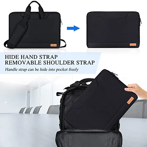 15.6 Inch Laptop Sleeve, Simboom Laptop Messenger Bag with Accessories Organizer Pouch, Waterproof Shoock-Proof Protective Case Compatible with 15.6 inch Dell Acer Asus Hp Lenovo - Black