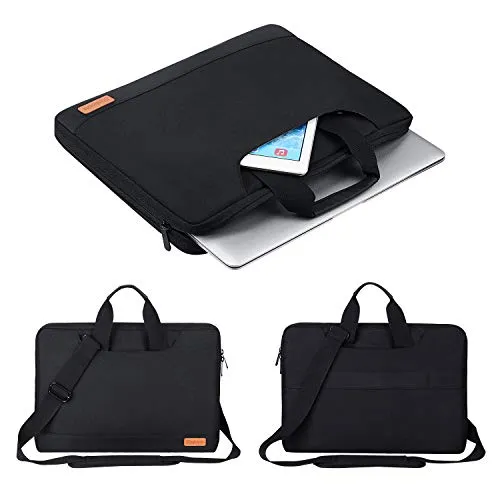 15.6 Inch Laptop Sleeve, Simboom Laptop Messenger Bag with Accessories Organizer Pouch, Waterproof Shoock-Proof Protective Case Compatible with 15.6 inch Dell Acer Asus Hp Lenovo - Black