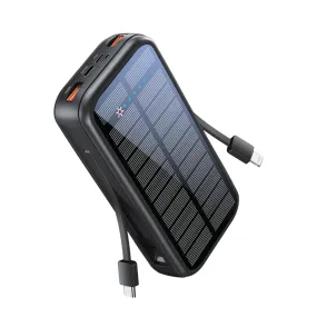 20000mAh EcoLight™ Solar Power Bank with Built-in USB-C & Lightning Cables