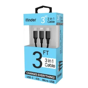 3 foot 3-in-1 Charging Cable Boxed - Pack of 12