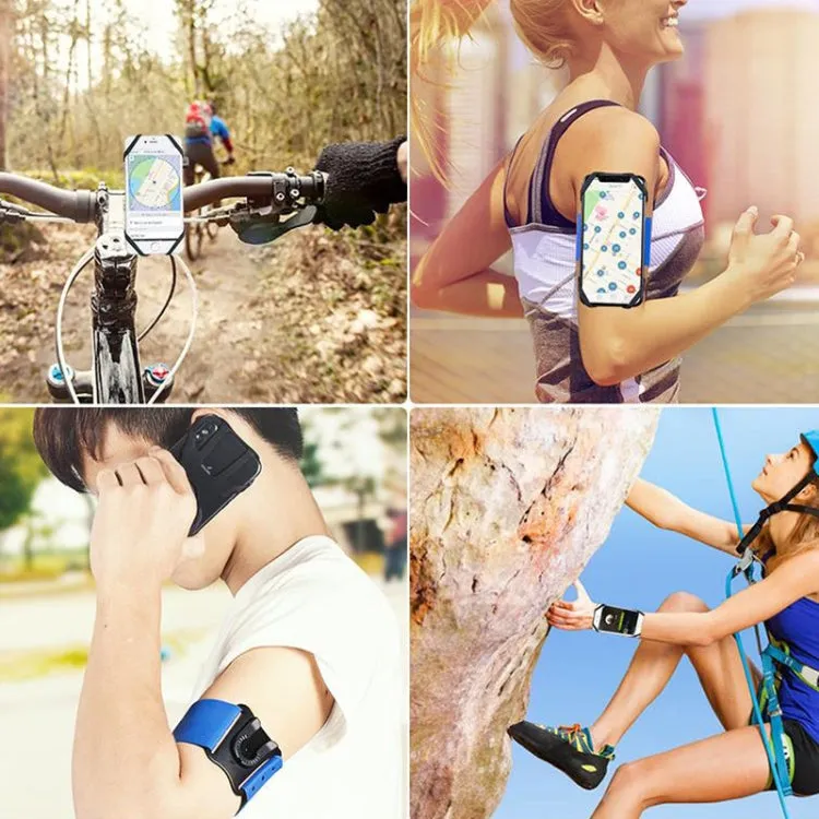 3 In 1 Four Jaws Detachable Swivel Arm Wrist Strap Bicycle Holder For 4.5-6.5 inch Phones(Blue)