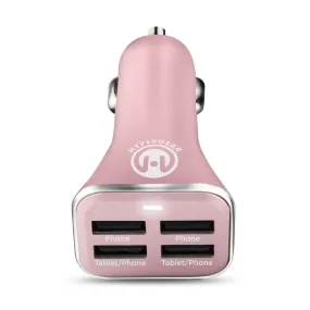 34W Quad USB Car Charger | Rose Gold