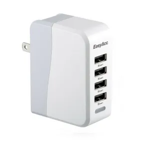 4-port USB wall charger with folding plug