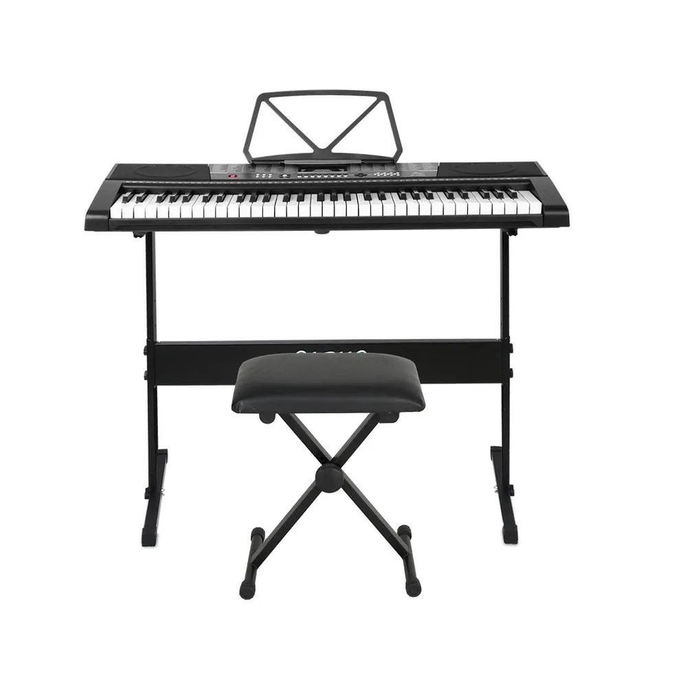 61-Key LED Electric Piano Keyboard w/ Stand, Stool, AC Adapter - Alpha