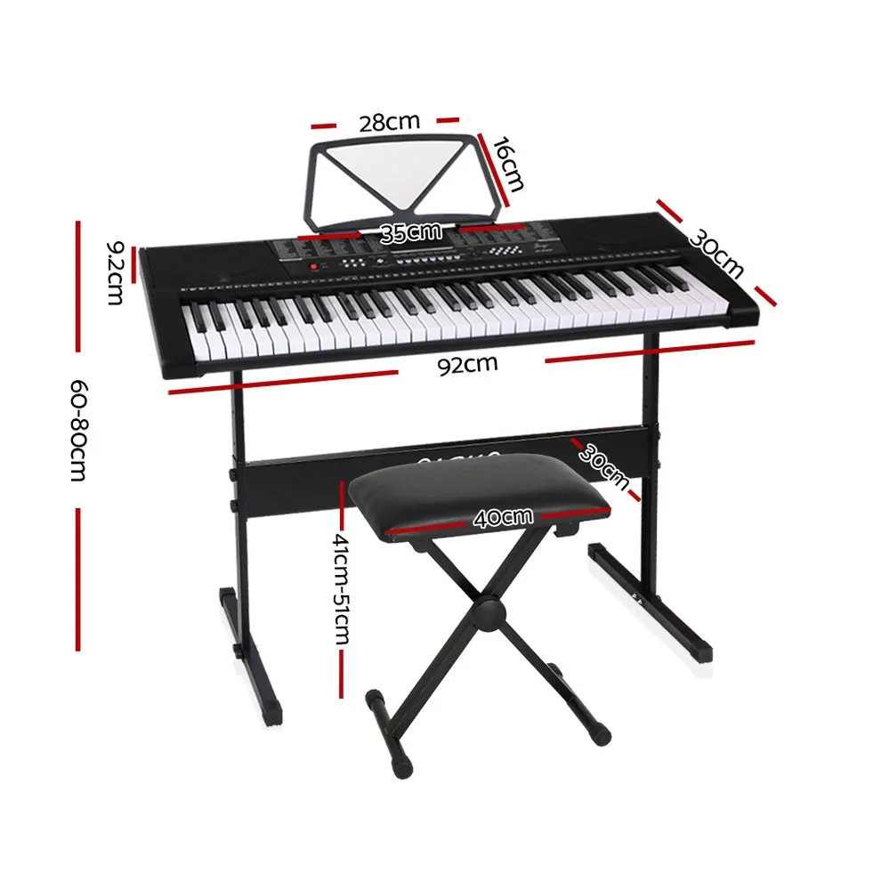 61-Key LED Electric Piano Keyboard w/ Stand, Stool, AC Adapter - Alpha