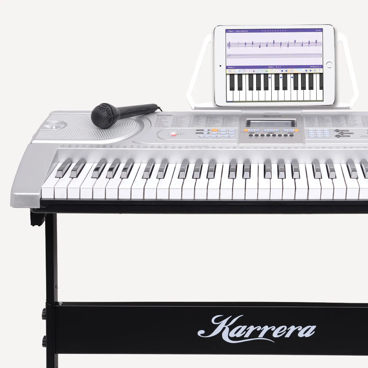 61 Keys Electronic LED Keyboard Piano with Stand - Silver