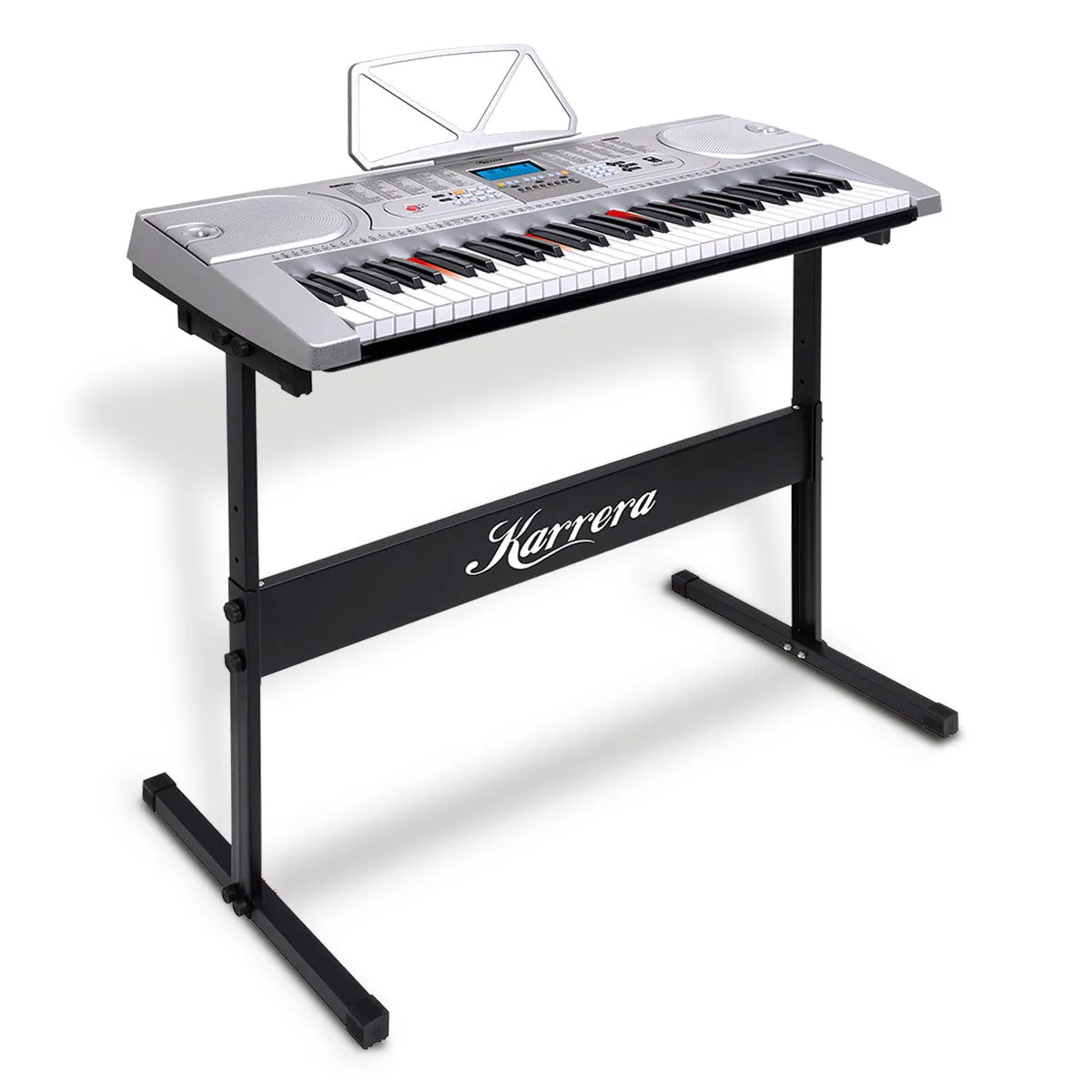 61 Keys Electronic LED Keyboard Piano with Stand - Silver