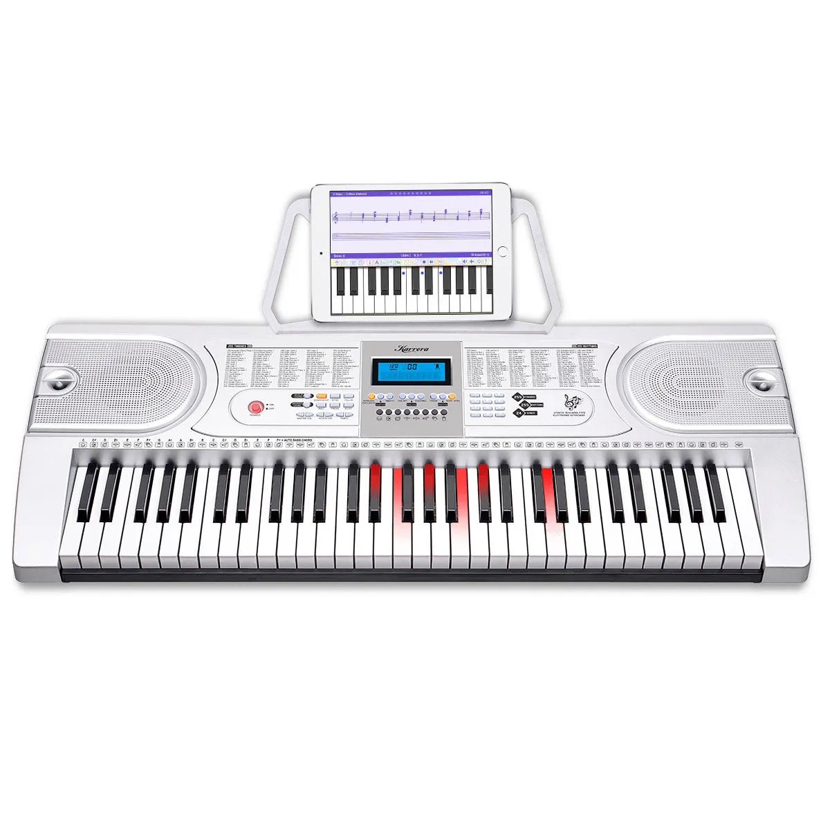 61 Keys Electronic LED Keyboard Piano with Stand - Silver