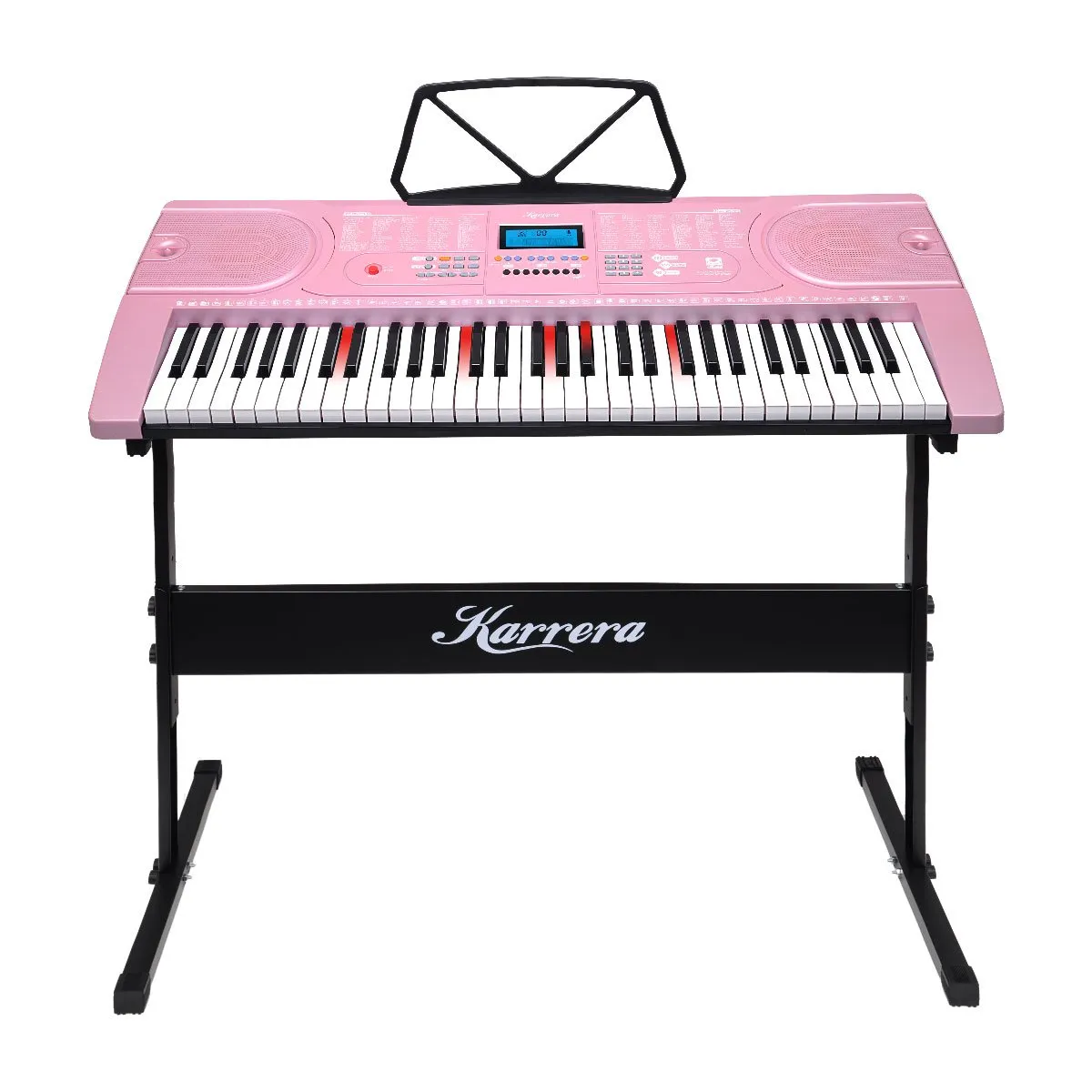 61 Keys Electronic LED Piano Keyboard with Stand - Pink