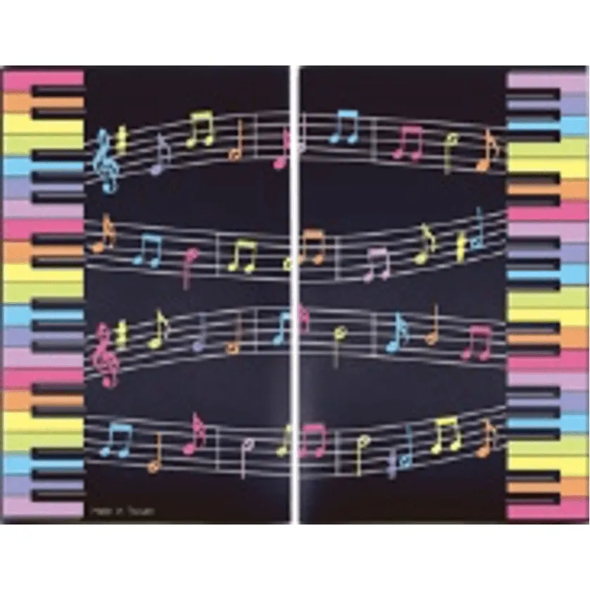 A4 Clear Display Music Folder (20 pockets) - Black with Colourful Keyboard