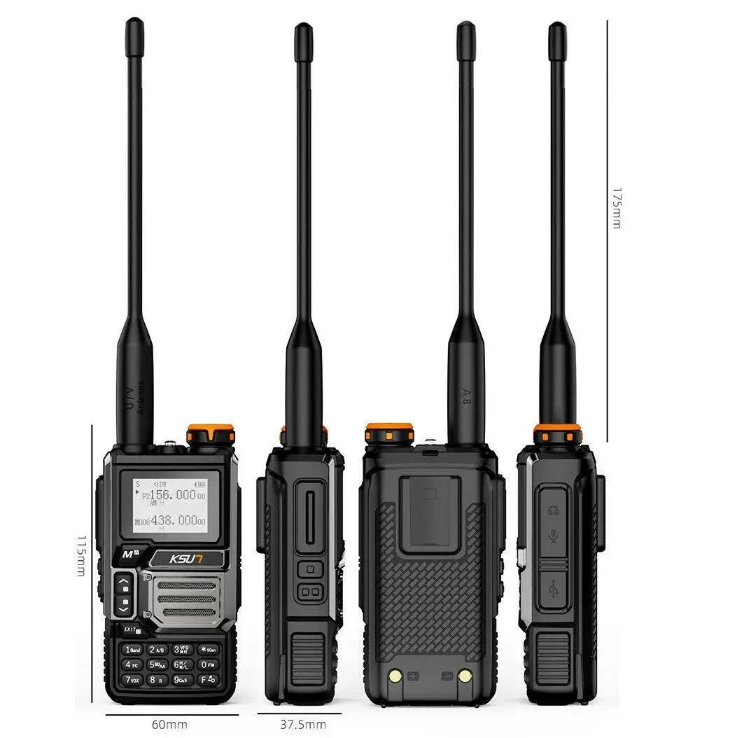 Airband Receiver Radio 5 Watt Walkie Talkie Professional Long Range Portable Rechargeable Uhf Vhf NOAA Walkie Talkie KSUT UV60D