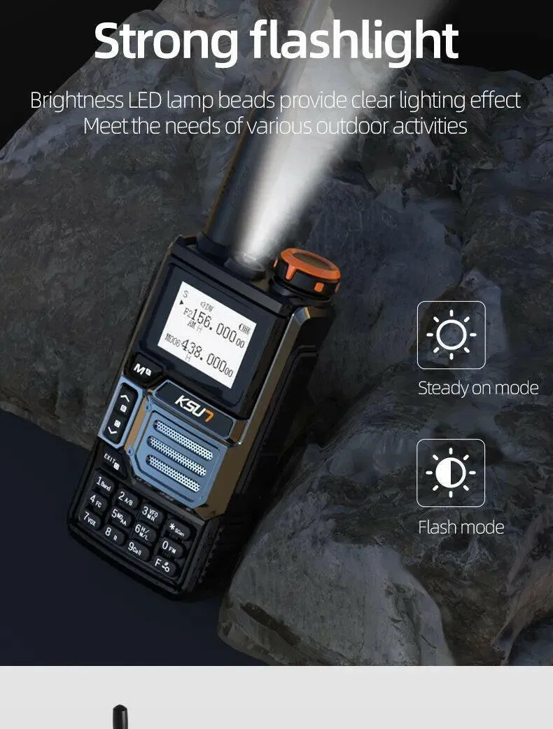 Airband Receiver Radio 5 Watt Walkie Talkie Professional Long Range Portable Rechargeable Uhf Vhf NOAA Walkie Talkie KSUT UV60D