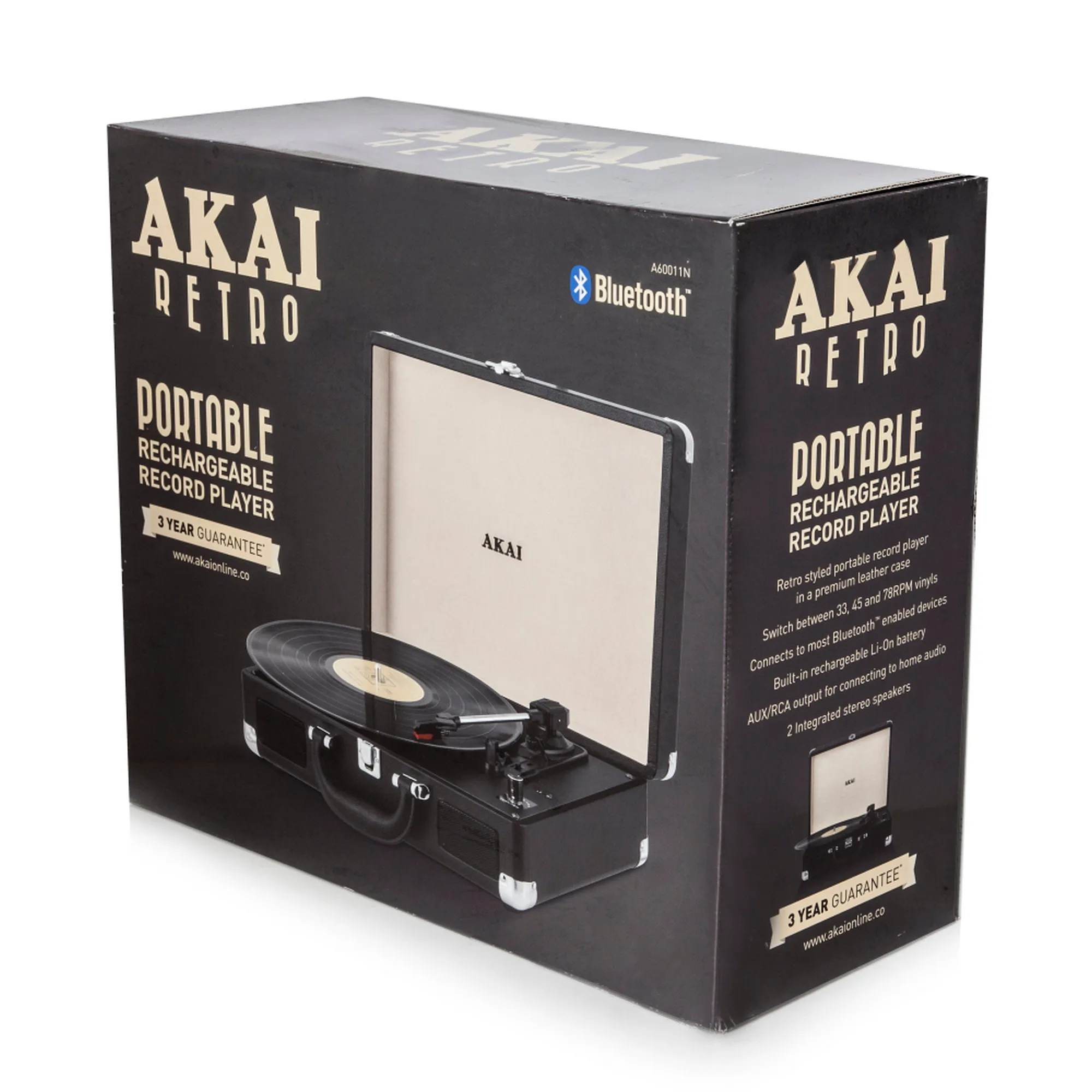 Akai Bluetooth Retro Rechargeable Turntable