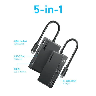 Anker 332 USB-C Hub (5-in-1, 4K HDMI)