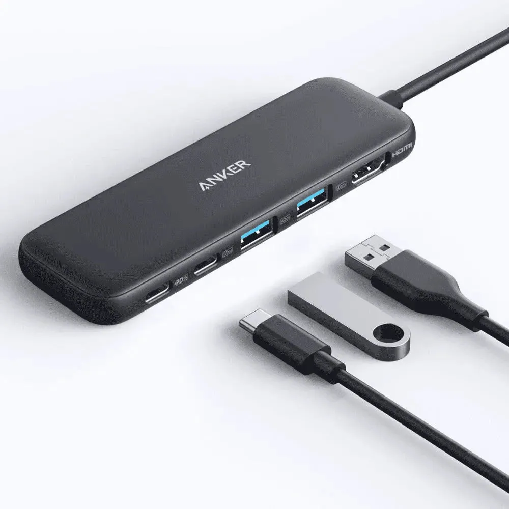 Anker 332 USB-C Hub 5-in-1 USB-C Connector with 4K hdmi 100W Power Charger - Black