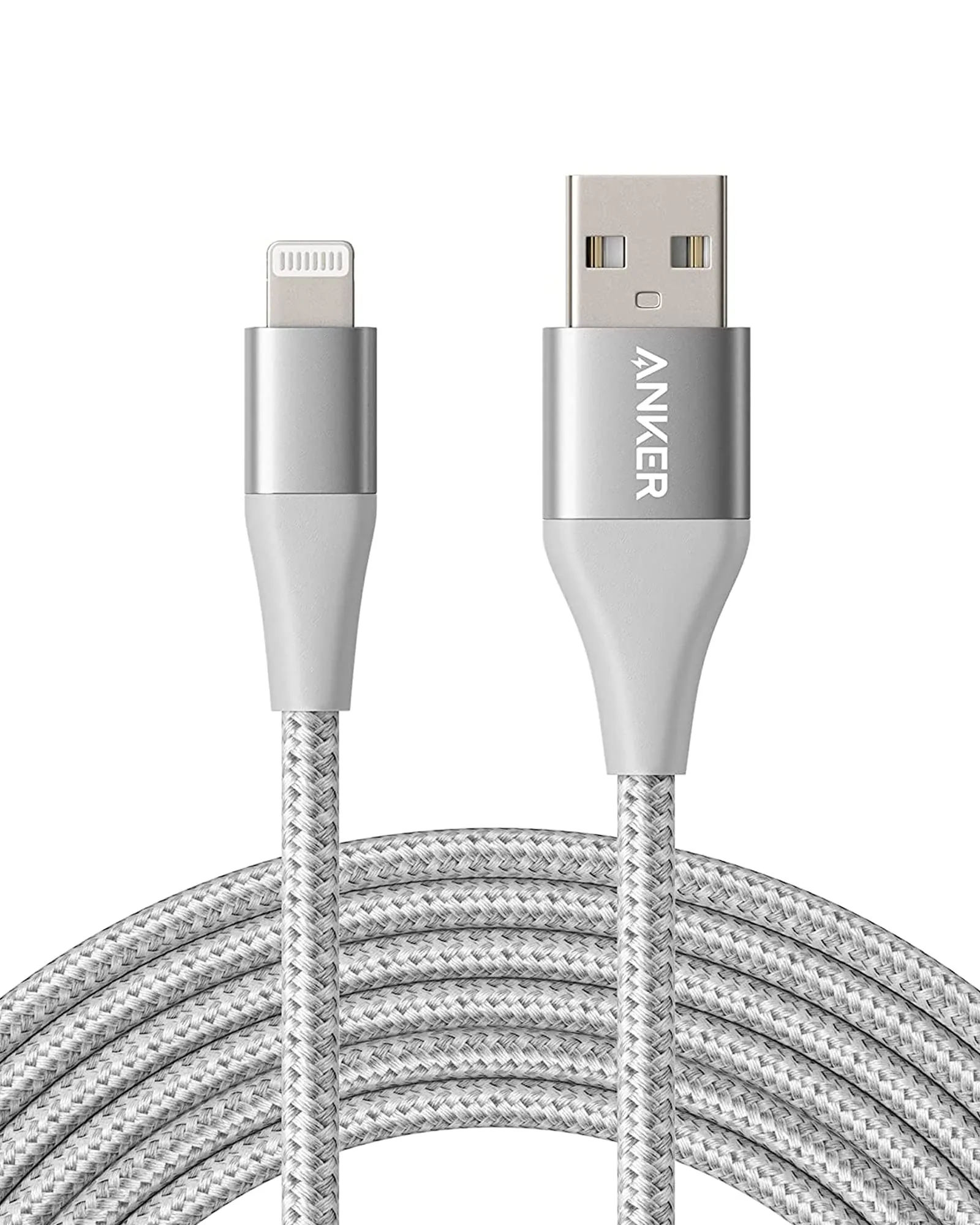 Anker Powerline  II, USB A to Lightning Cable,MFi Certified for Flawless Compatibility with iPhone 11 Series SE/Xs/XR, and More(10FT,Silver)