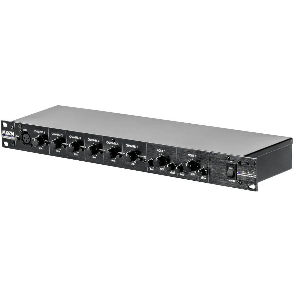 ART MX624 6-Channel Stereo Line Mixer, 1U Rack Mount