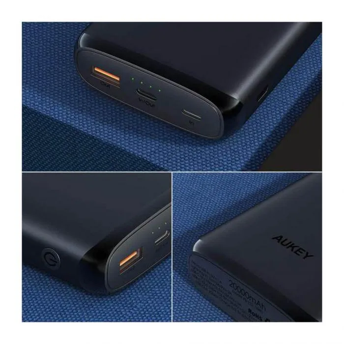 Aukey Powerbank 3-Port 20000mAh w/ 45w Power Delivery Black