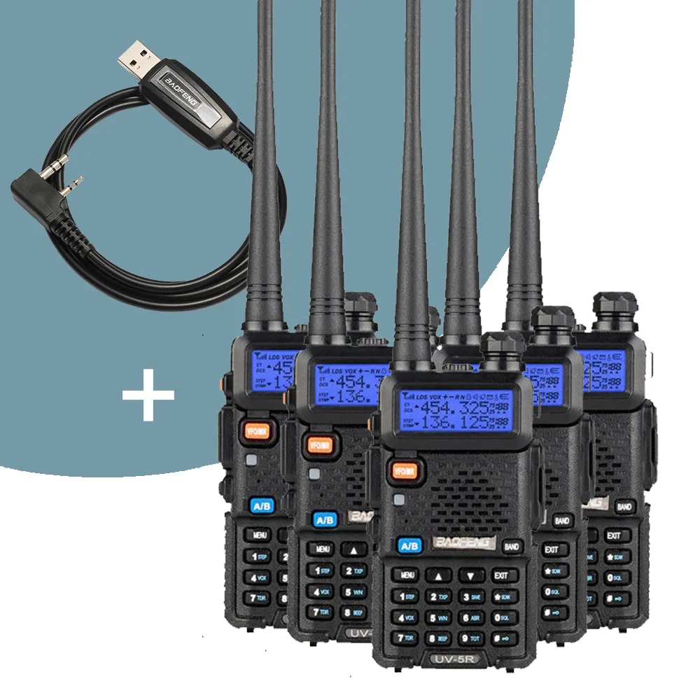 Baofeng UV-5R [5 Pack] | Dual Band | 4/1W | 128CH | Flashlight | VOX | Alert