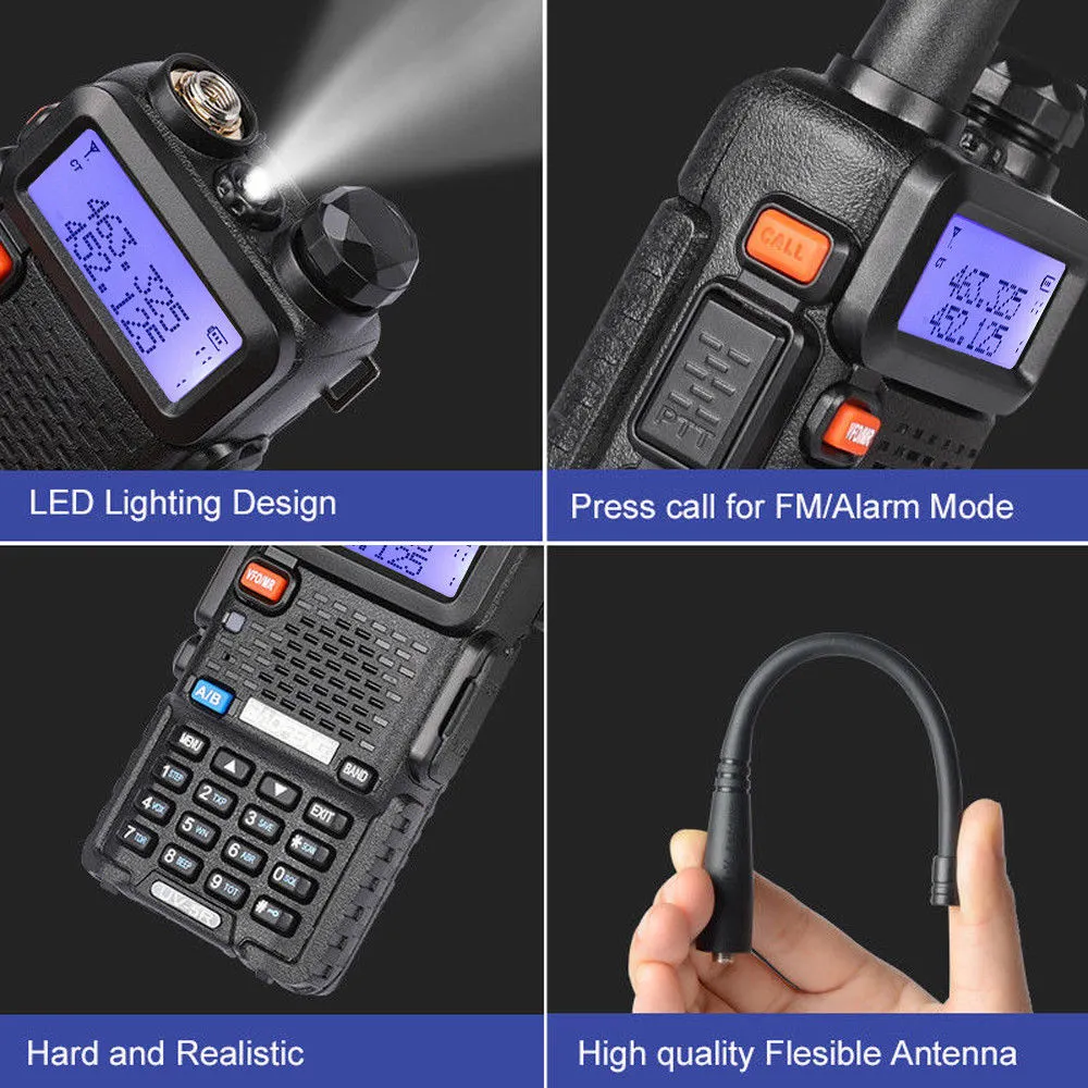 Baofeng UV-5R [5 Pack] | Dual Band | 4/1W | 128CH | Flashlight | VOX | Alert