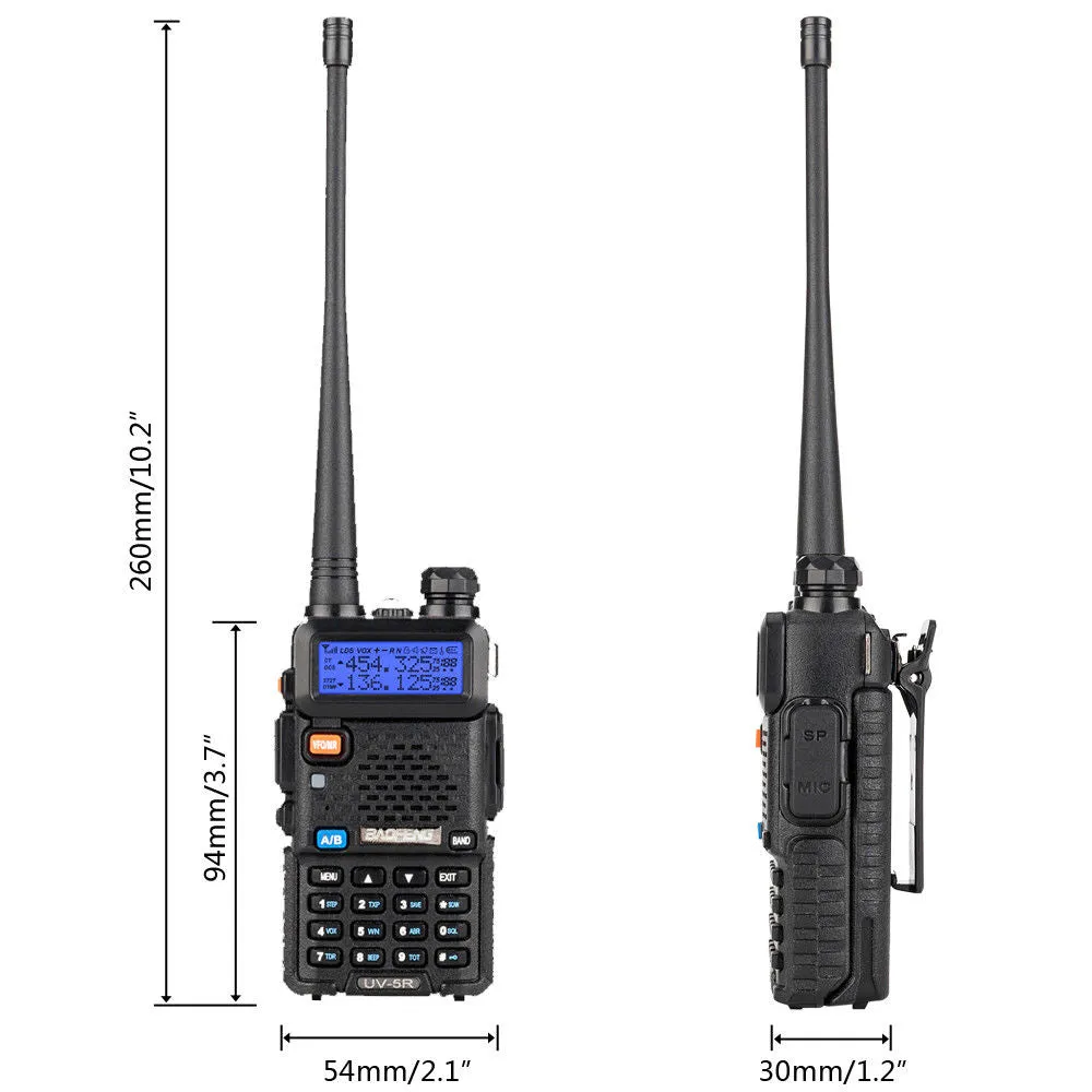 Baofeng UV-5R [5 Pack] | Dual Band | 4/1W | 128CH | Flashlight | VOX | Alert