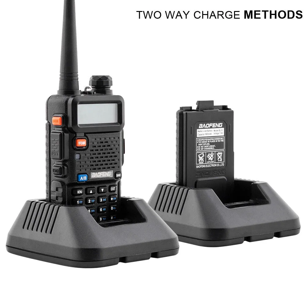 Baofeng UV-5R [5 Pack] | Dual Band | 4/1W | 128CH | Flashlight | VOX | Alert