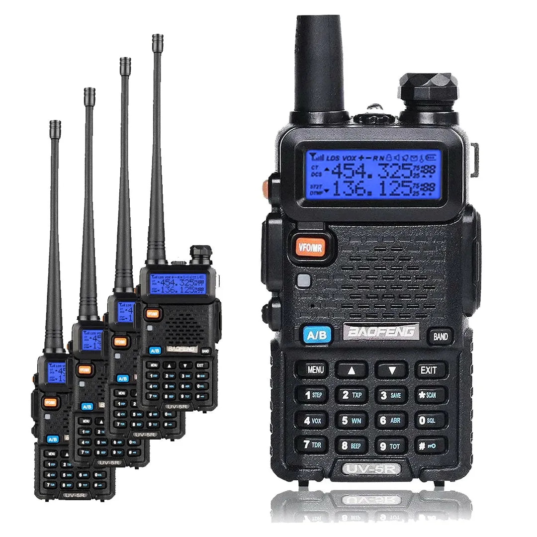 Baofeng UV-5R [5 Pack] | Dual Band | 4/1W | 128CH | Flashlight | VOX | Alert