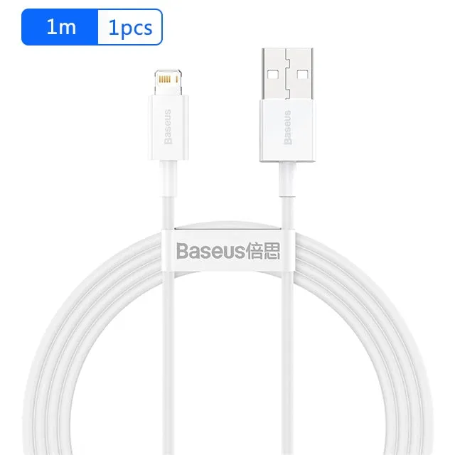 Baseus 2.4A USB Cable for iPhone 11 12 13 14 Pro Max 8 X Xr Fast Charging USB Cable Data Sync Cable Phone Charger Cable Cord