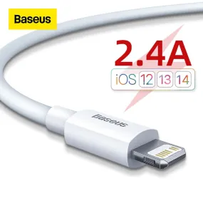 Baseus 2.4A USB Cable for iPhone 11 12 13 14 Pro Max 8 X Xr Fast Charging USB Cable Data Sync Cable Phone Charger Cable Cord