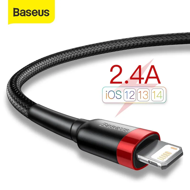 Baseus USB Cable for iPhone 12 11 Pro Max Xs X 8 Plus Cable 2.4A Fast Charging Cable for iPhone 7 SE Charger Cable USB Data Line