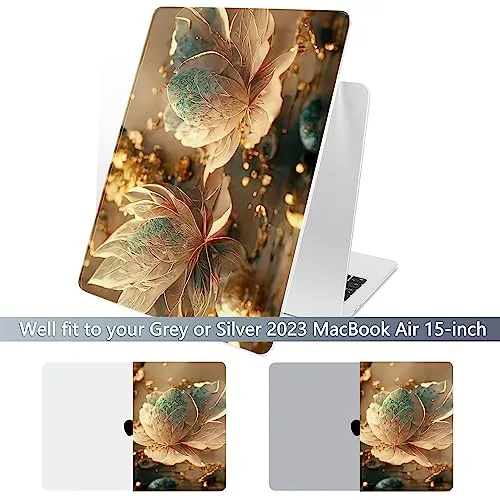 Batianda Premium Case for New MacBook Air 15 inch 2023 with M2 Chip Model A2941, Designed Protective Plastic Hardshell & Keyboard Cover & Screen Protector, Lovely Flower