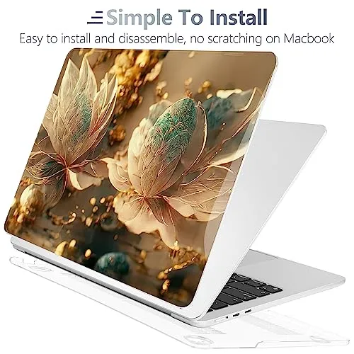 Batianda Premium Case for New MacBook Air 15 inch 2023 with M2 Chip Model A2941, Designed Protective Plastic Hardshell & Keyboard Cover & Screen Protector, Lovely Flower