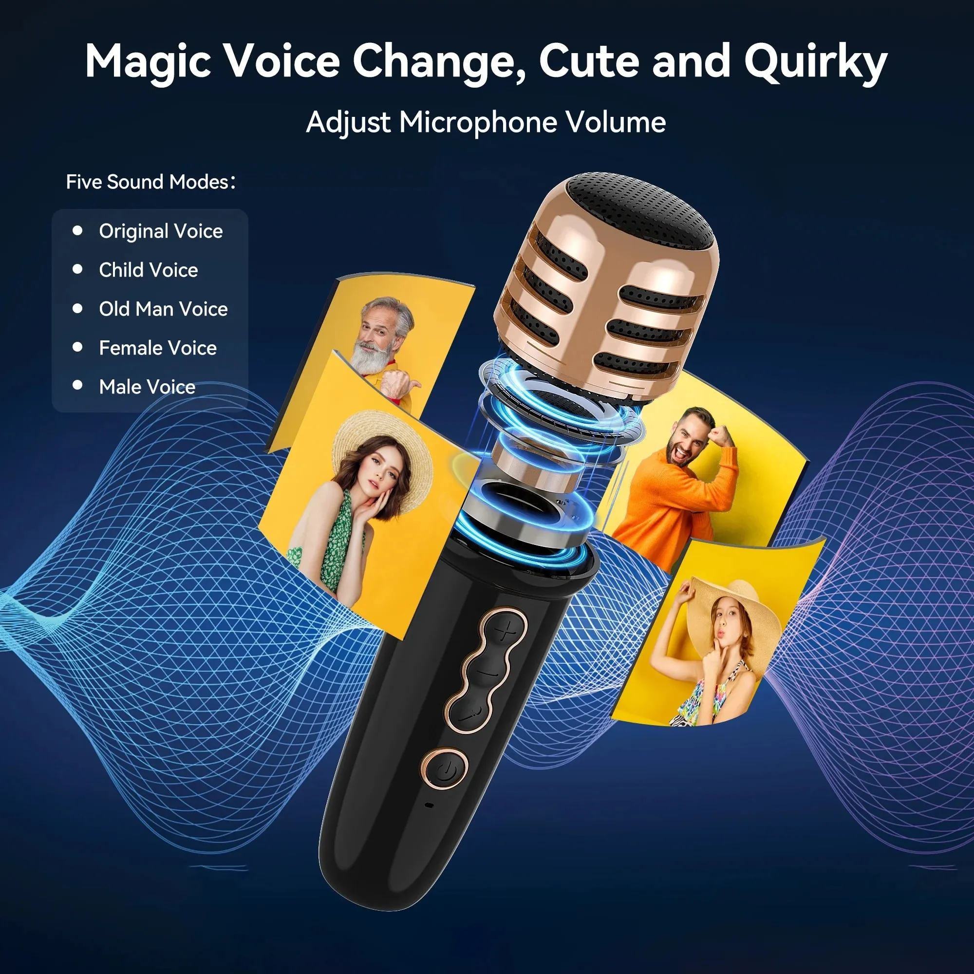 BIGASUO BGS217 Portable Bluetooth Karaoke Machine with 2 UHF Wireless Microphone & RGB Colorful Light