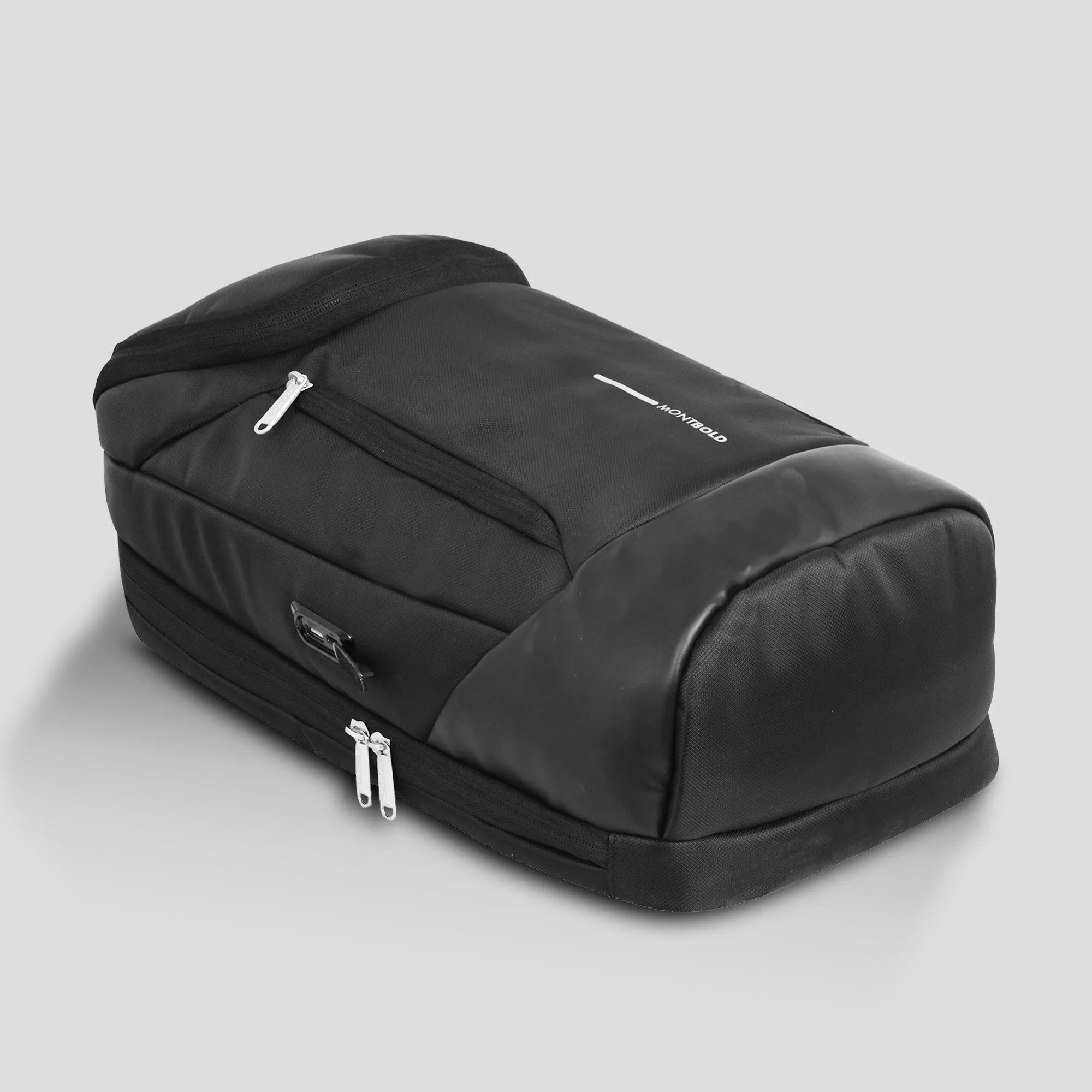 Black Casual Backpack with USB Charging Port