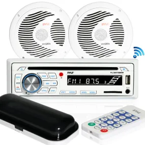 Bluetooth Marine Stereo Radio Receiver & Waterproof Speaker Kit, Hands-Free Talking, Cd Player, Mp3/Usb/Sd Readers, Am/Fm Radio, (2) 6.5’’ Speakers