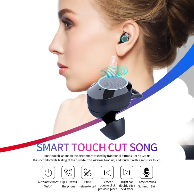 Bluetooth Stereo Earphone Wireless IPX7 Waterproof Touch Earbuds