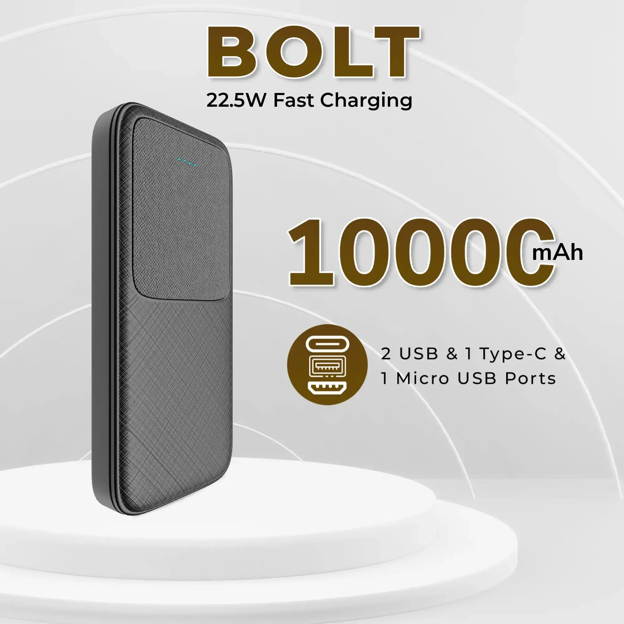 Bolt 10000mah Power Bank Black (LPB-012)