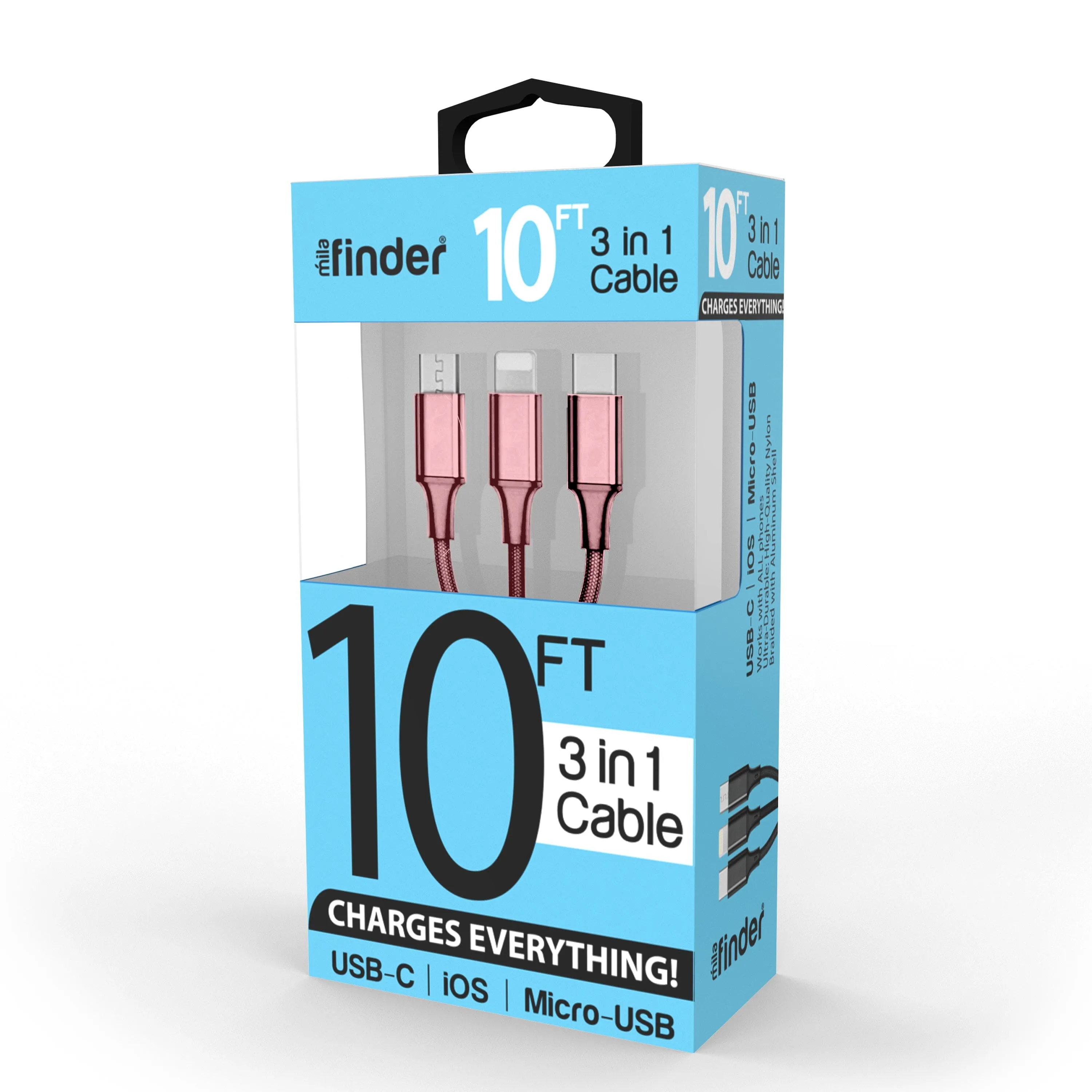 Boxed 10 foot 3-in-1 Charging Cable - Pack of 12