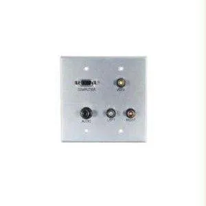 C2g Double Gang Hd15 Vga   3.5mm   Composite Video   Stereo Audio Wall Plate - Brush