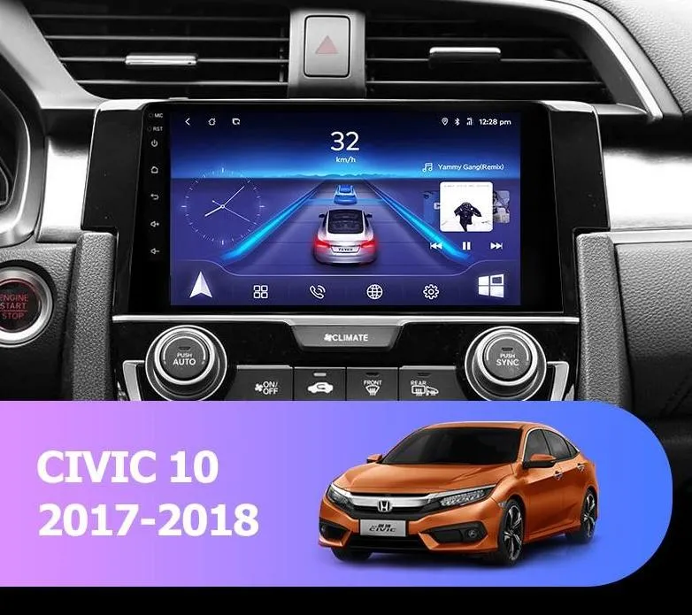 Car Dealz 9" Android 10.0 Honda Civic 10 2017-2018 In Dash Plus OEM Fascia