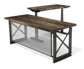 Carruca Modern Industrial Desk - Steel Base - Adjustable Height - L Shape