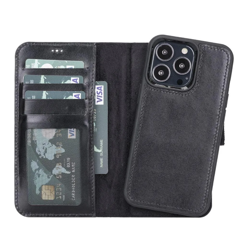 Carter iPhone 13 Mini Detachable Wallet Case, Rustic Black