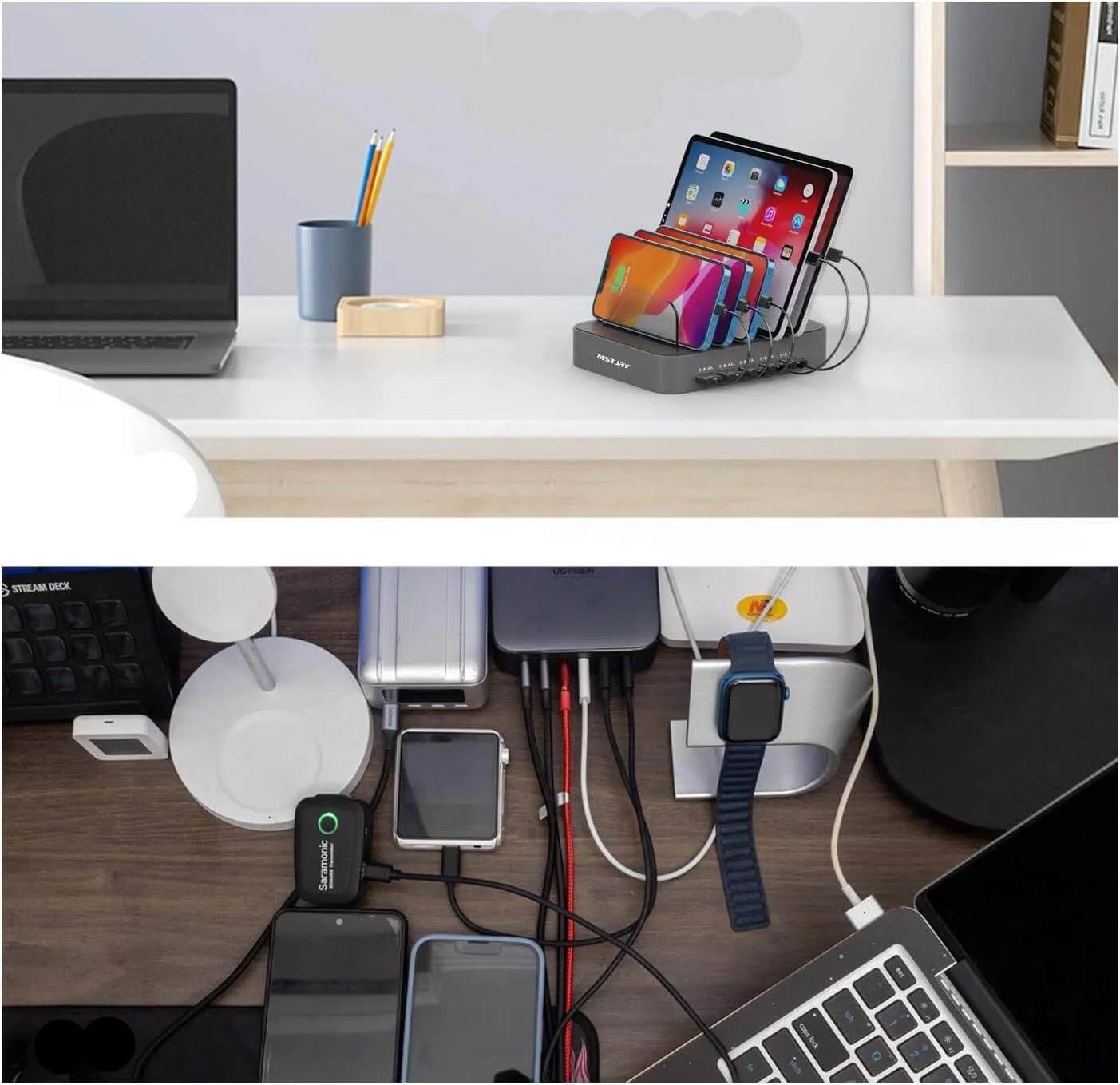 Charging Station for Multiple Devices,  5 Port Multi USB-A Charger Station