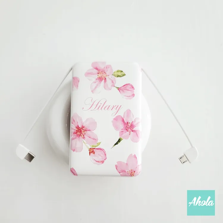 【Cherry Blossom】Portable Power Bank with built-in wire 櫻花內置線便攜式差電器