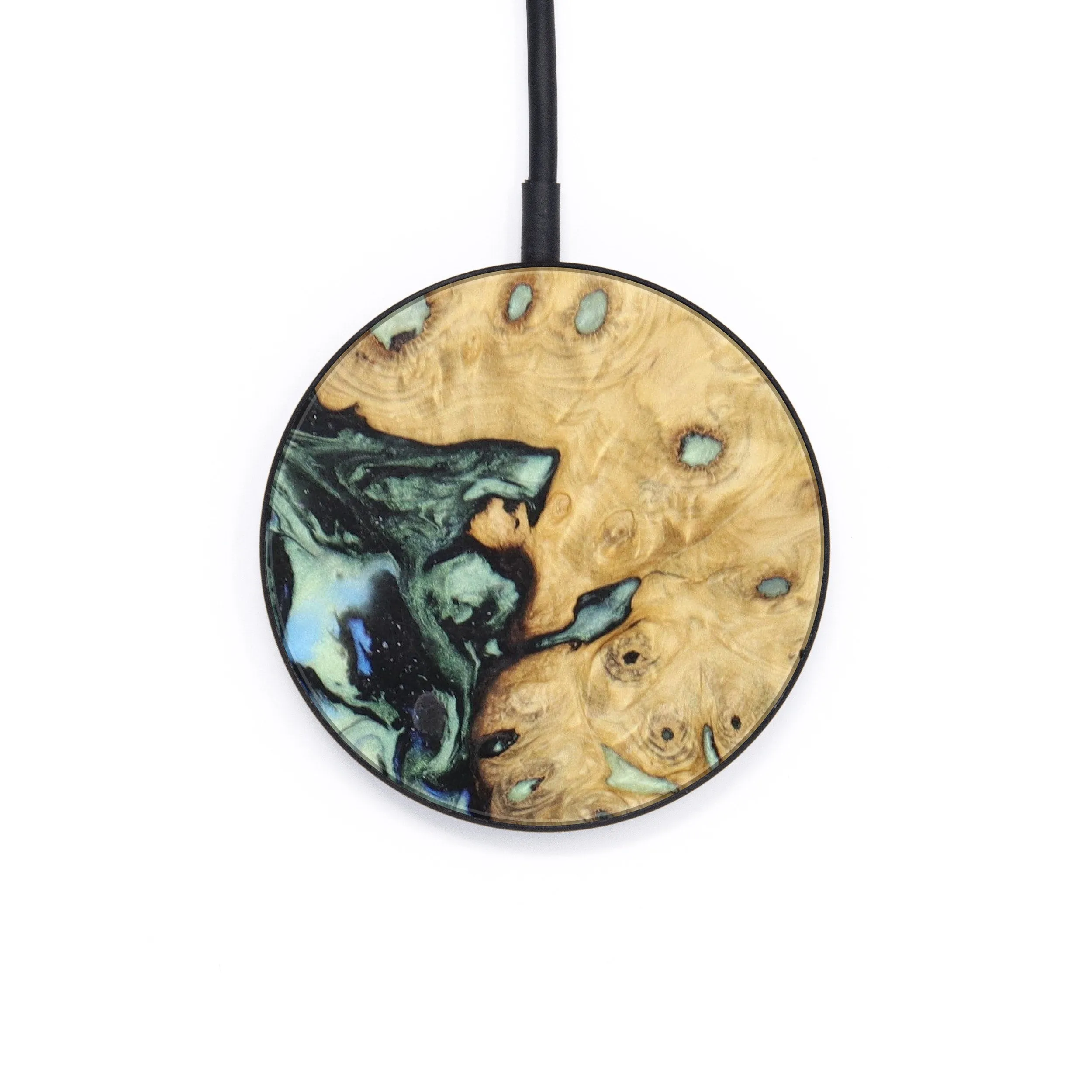 Circle Wood Resin Wireless Charger - Abdullah (Green, 620969)