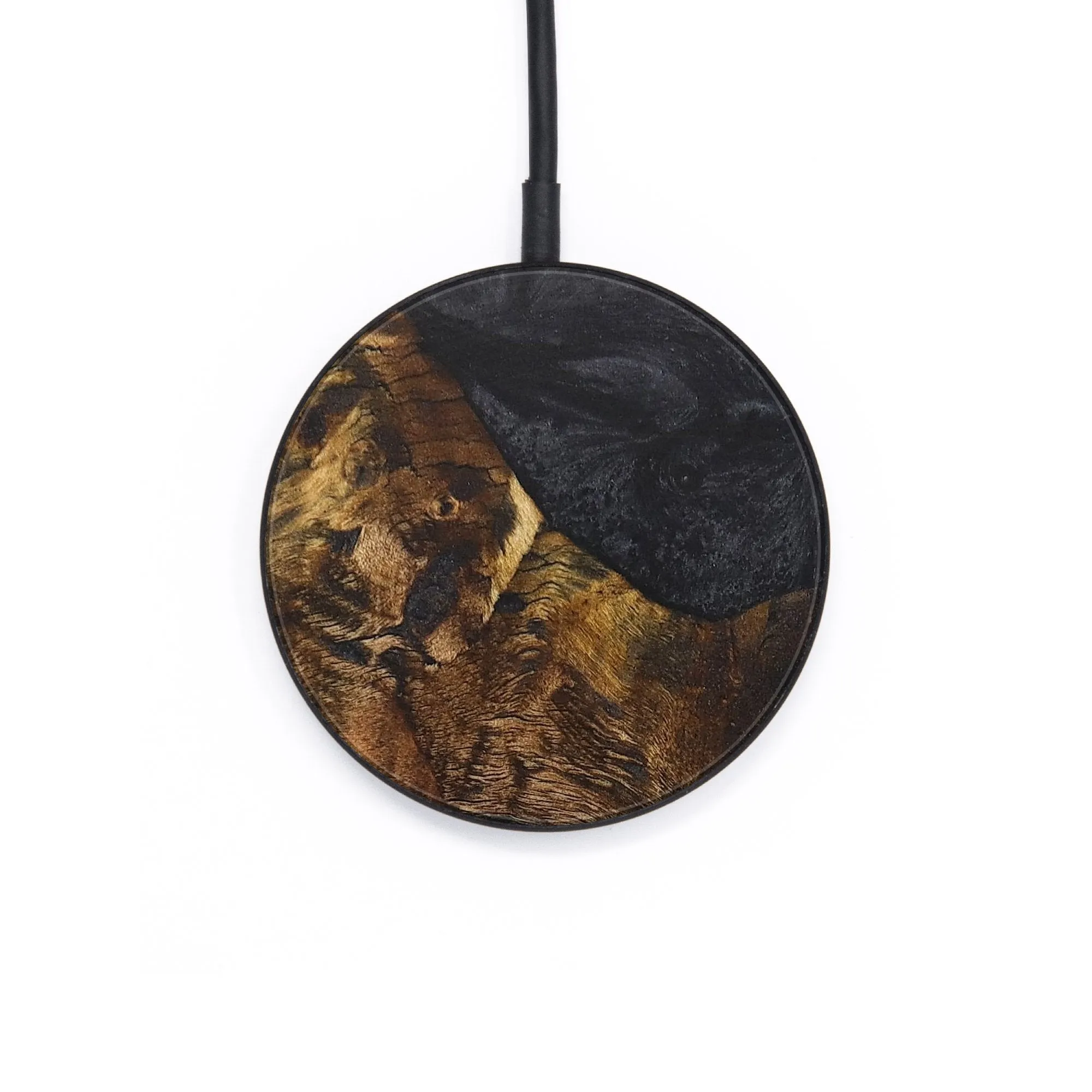 Circle Wood Resin Wireless Charger - Cassie (Pure Black, 685713)